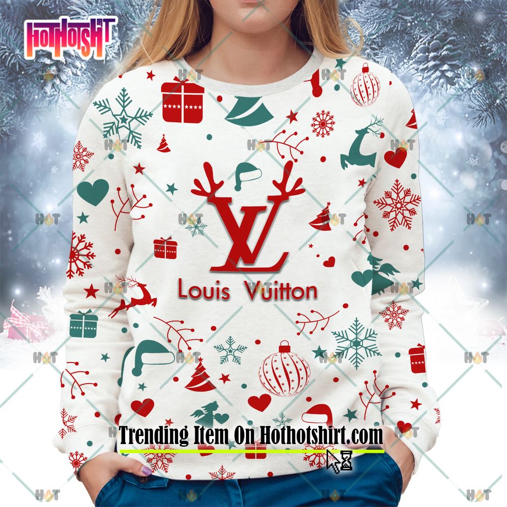 NEW Hot Trend Louis Vuitton Premium Christmas Version White Sweater