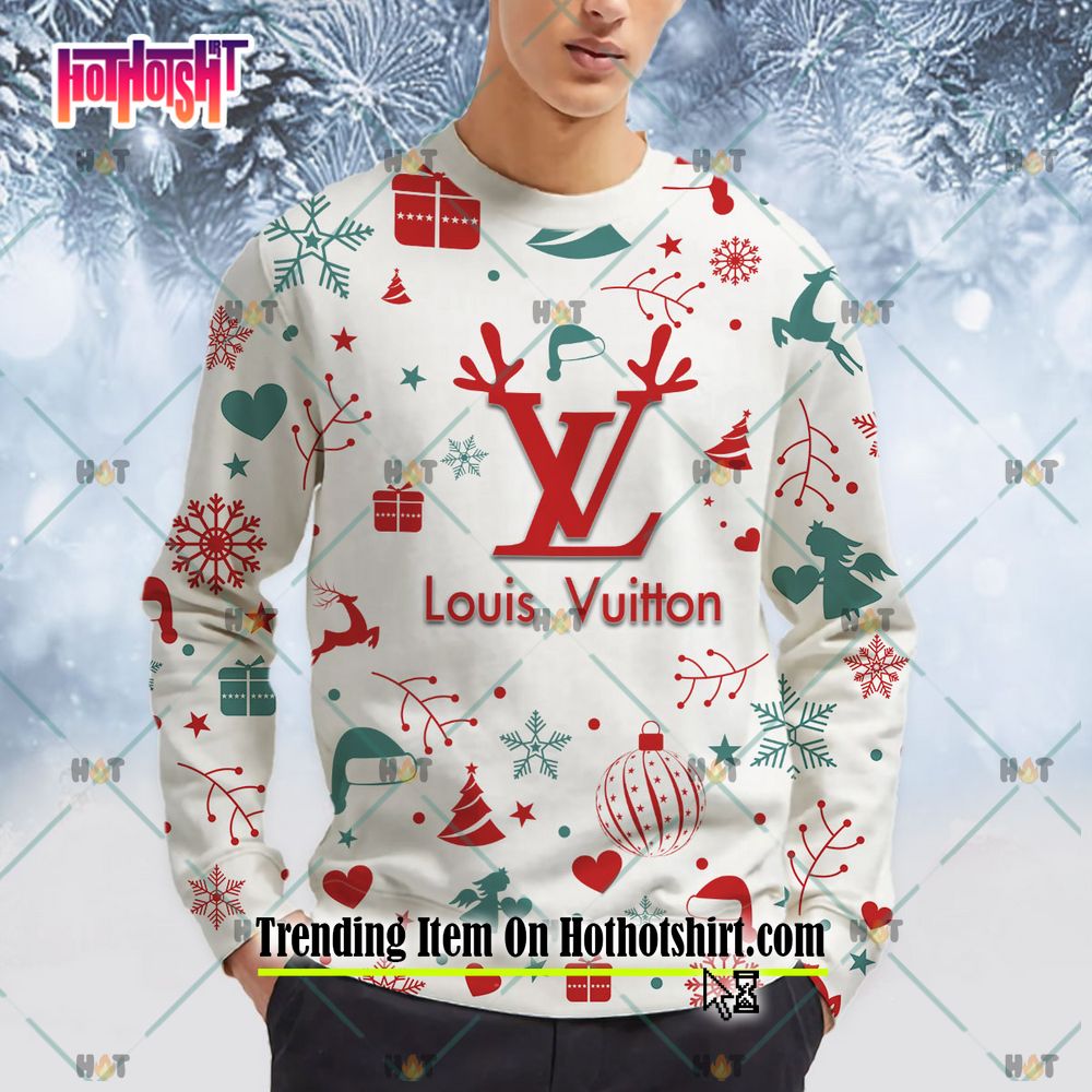 Super Hot Fashion on X: Louis Vuitton Theme White Ugly Christmas Sweater  Link to order:  #LouisVuitton #Christmas #Sweater  #jumper  / X