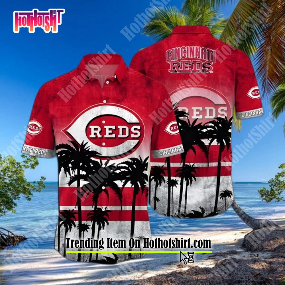 Red Aloha MLB Cincinnati Reds Hawaiian Shirt Tropical Flora Beach Vacation  Gift