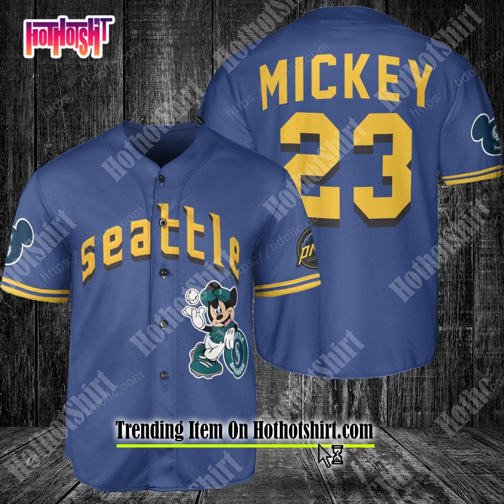 Mickey Mouse x Seattle Mariners Baseball Jersey Royal - Scesy