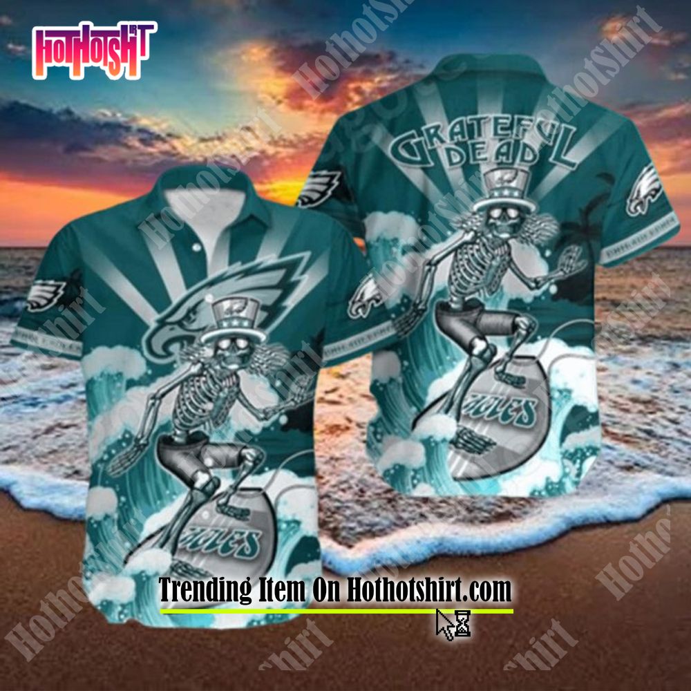 NFL Philadelphia Eagles Hawaiian Shirt Grateful Dead - Limotees