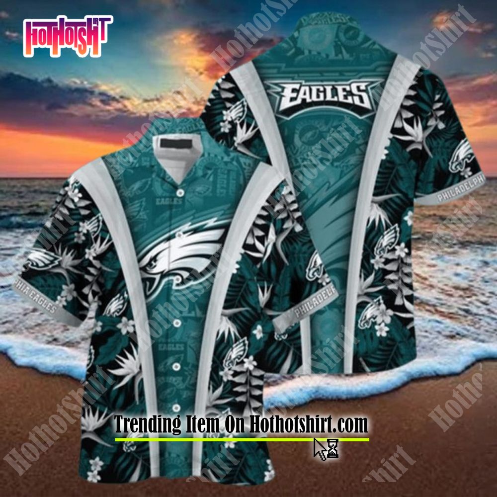 NFL Philadelphia Eagles Hawaiian Shirt Leopard Rose Pattern Summer Vacation  Gift - Limotees