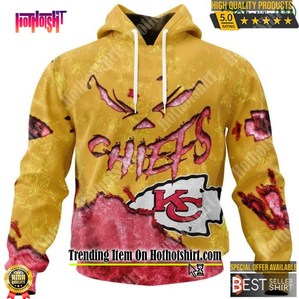 NFL Kansas City Chiefs Logo Flame Pattern 3D Hoodie Pullover Print Custom  Name - Freedomdesign