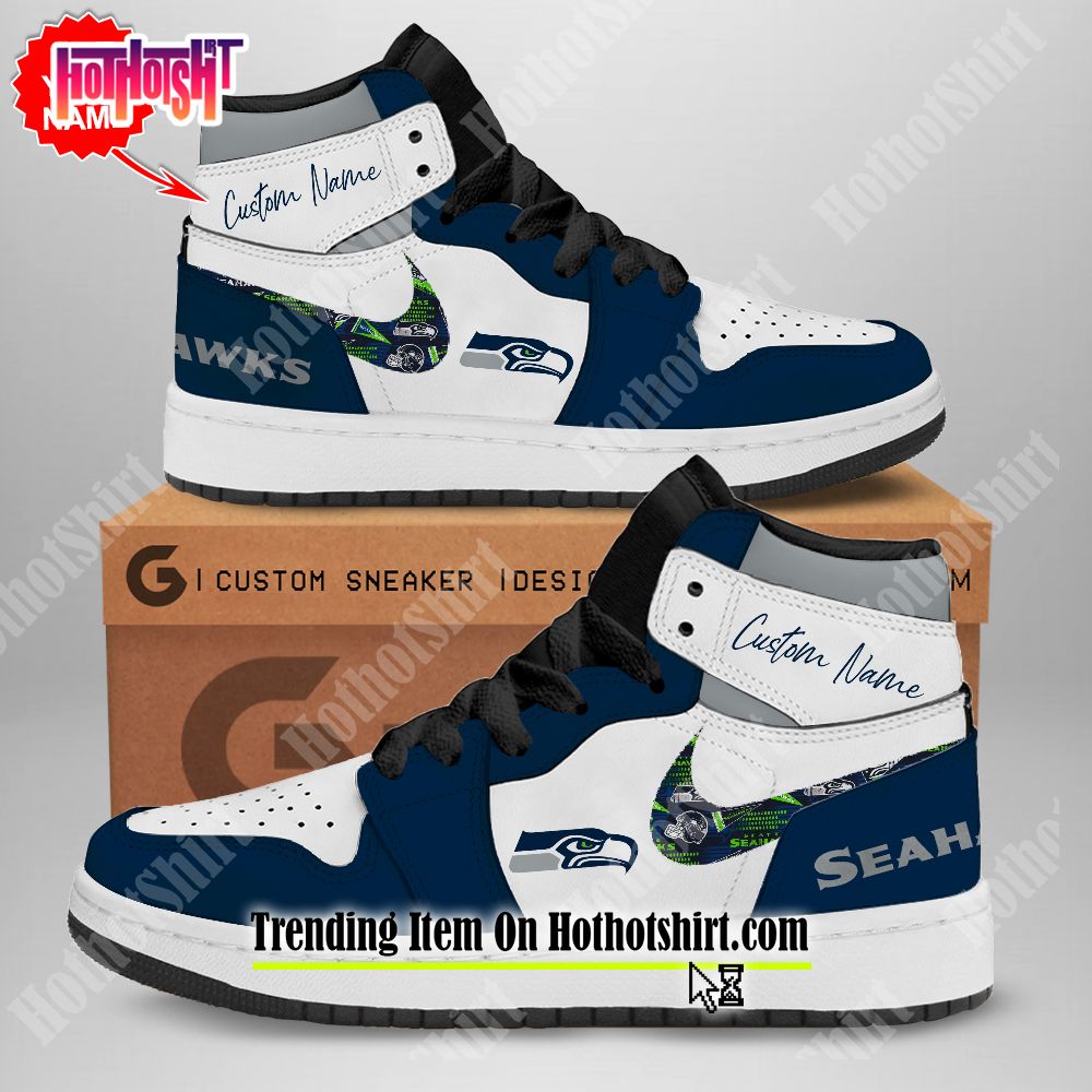 NFL Seattle Seahawks Air Jordan 1 Shoes + Flat Brim Hat - BTF Store