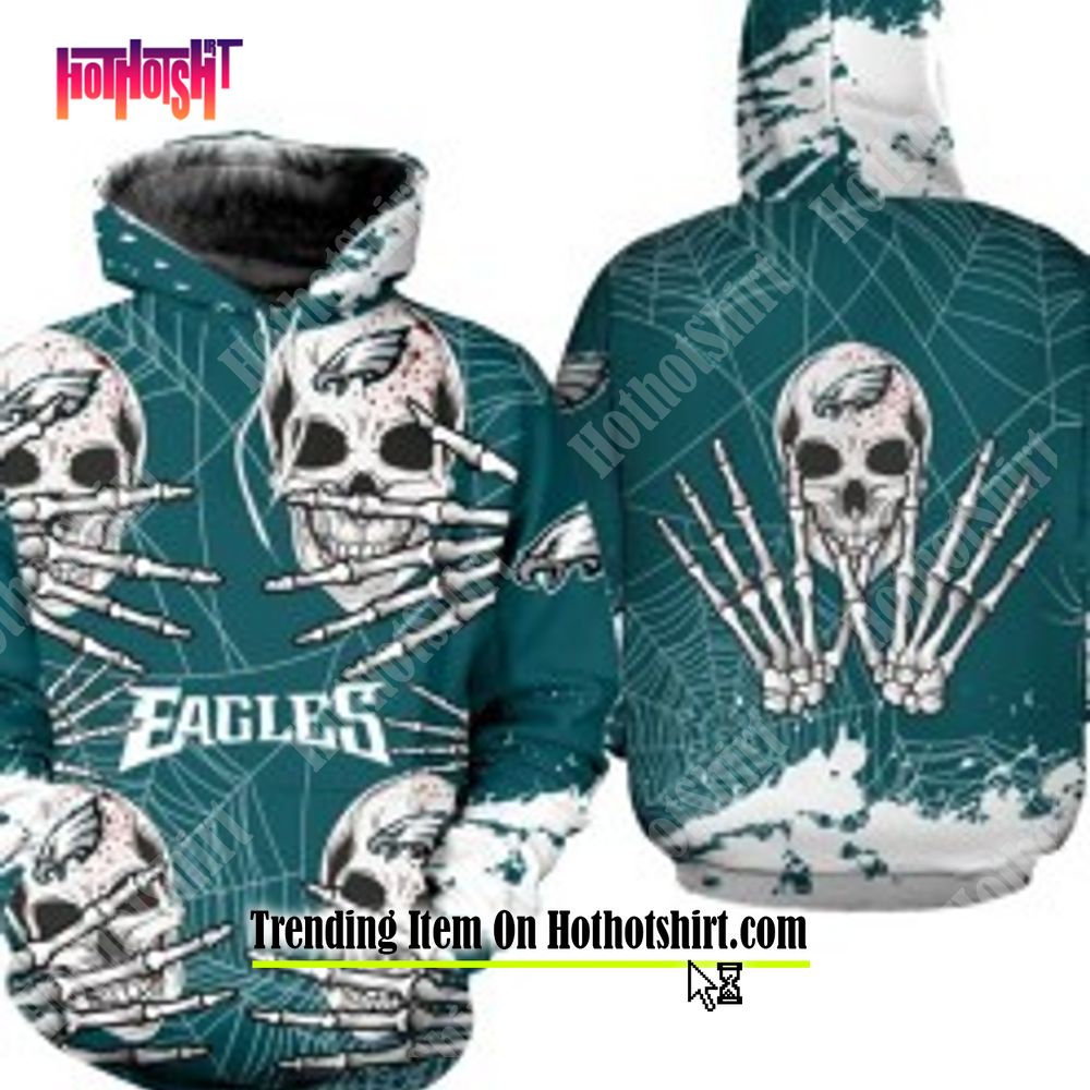 NFL Philadelphia Eagles Camouflage Skull 3D Hoodie - Boomcomeback