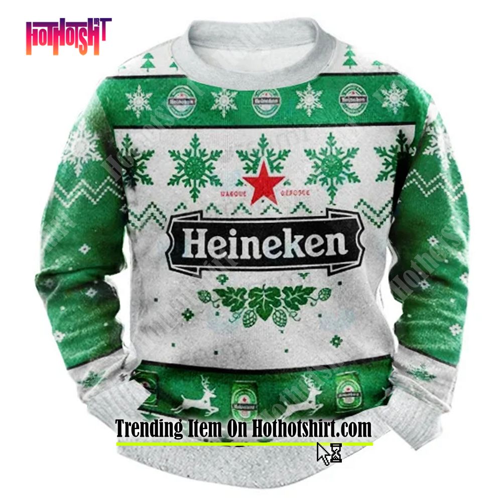 HOT TRENDING Heineken Ugly Christmas Sweater Round Neck Thickened Top